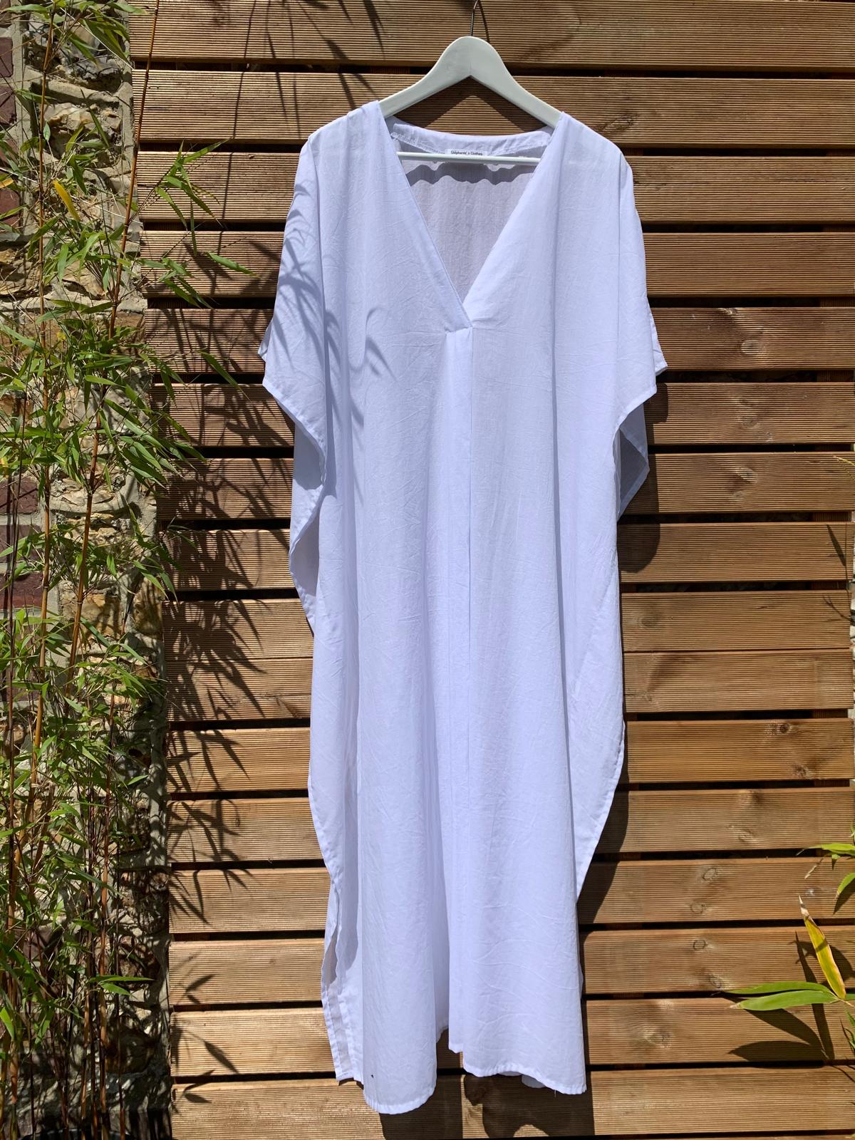 Caftan long - Voile de coton blanc